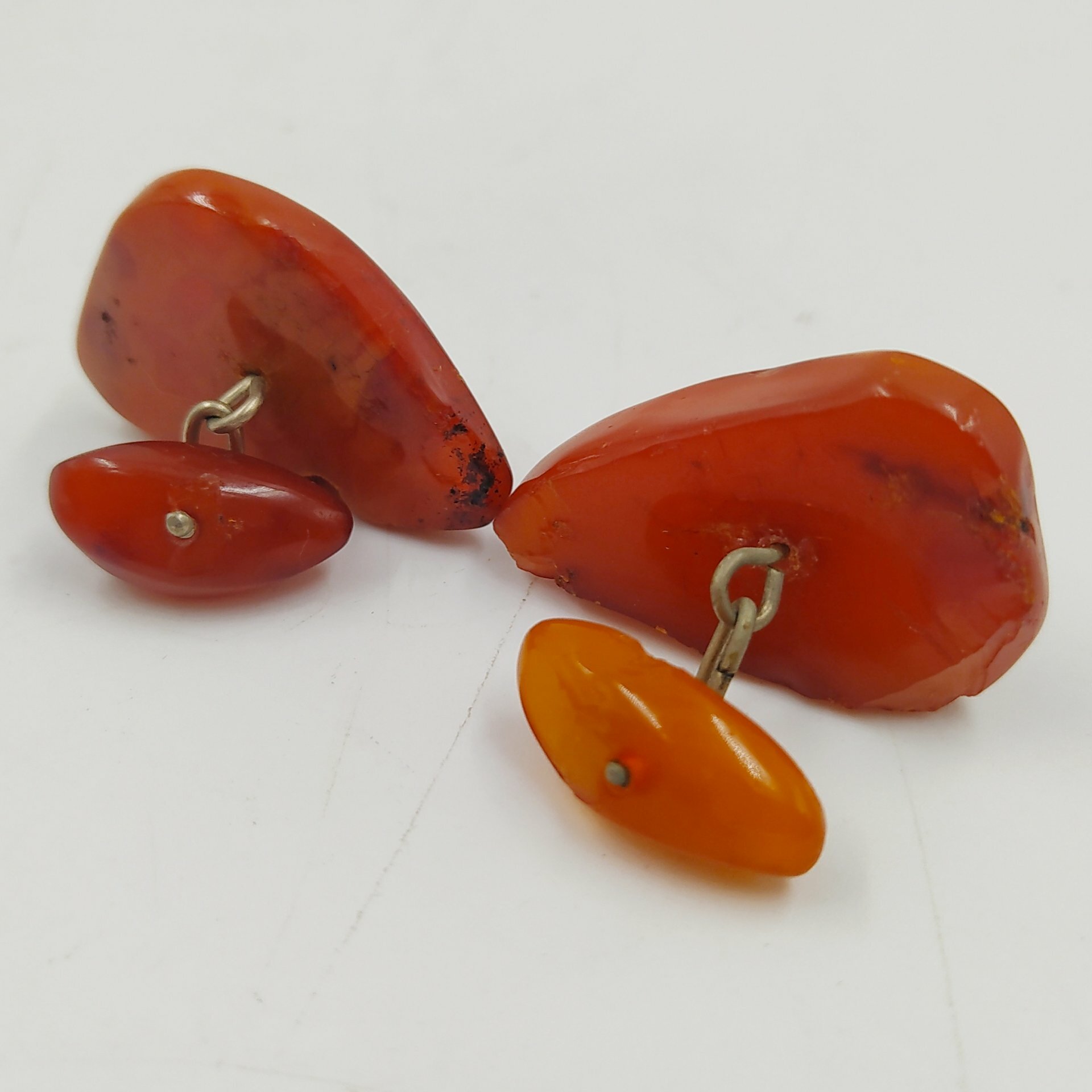 Запонки винтажные, янтарь, металл, СССР, 1970-1990 гг.