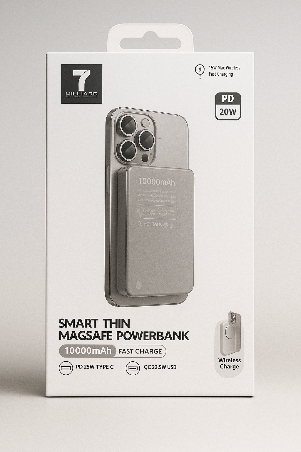 Smart Thin MagSafe Powerbank — 10000 мА·ч, 20 Вт PD, 15 Вт беспроводной быстрой зарядки магнитный внешний аккумулятор