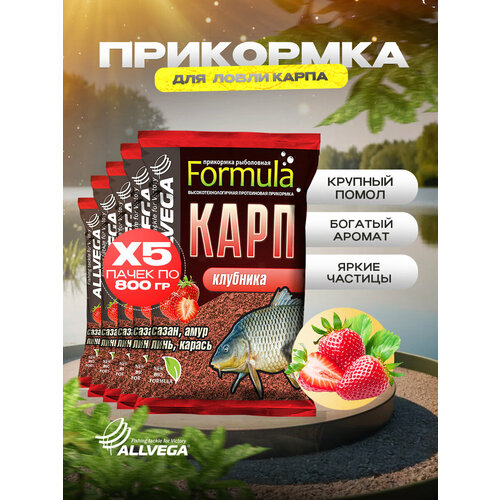 ALLVEGA Formula Carp GBF09, 4500 г, 5 шт., клубника