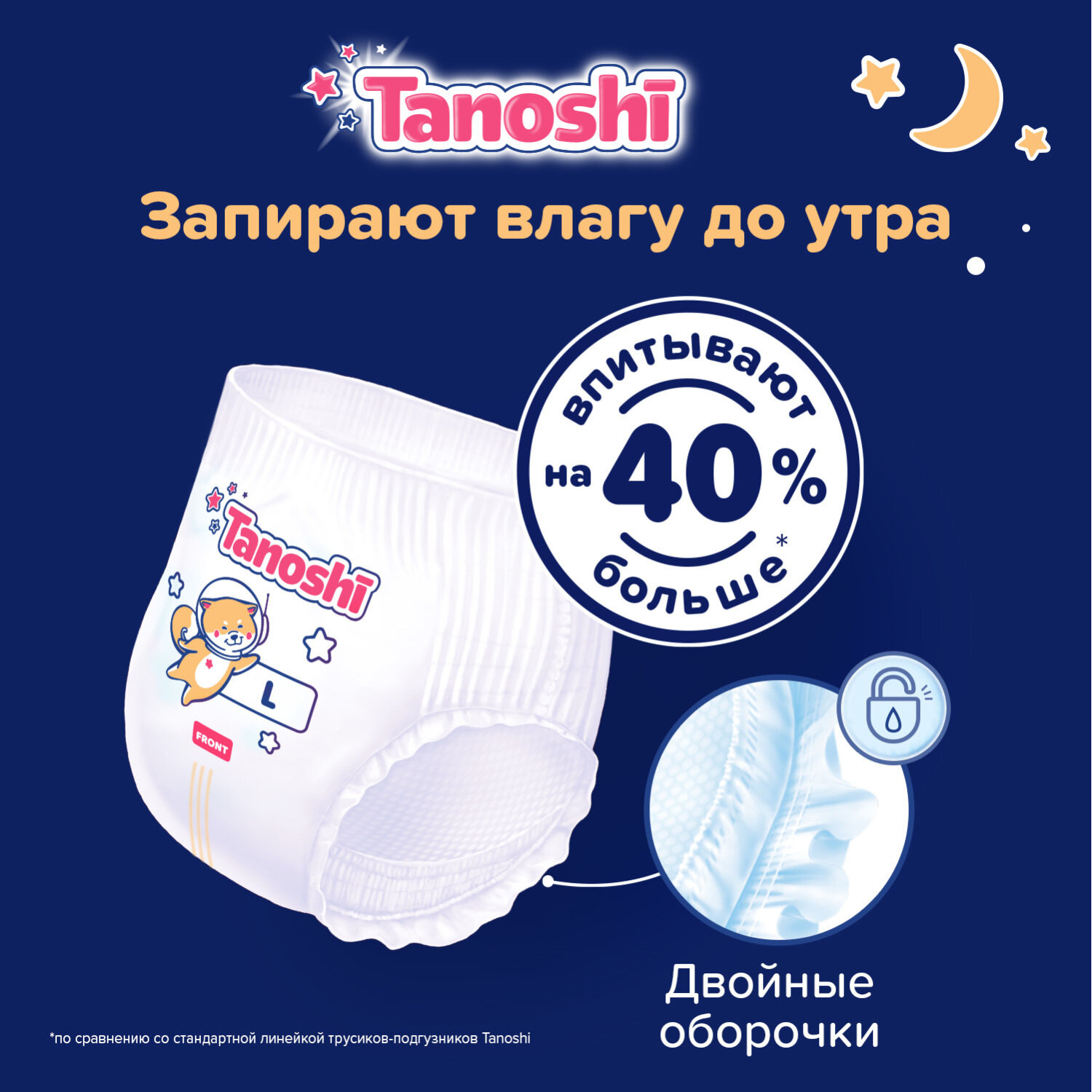 Подгузники-трусики Tanoshi ночные для детей размер XXL 17-25 кг 18 шт - фото №4