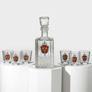 Набор питьевой «Герб России», стеклянный, 7 предметов: графин 500 мл, 6 стопок 50 мл