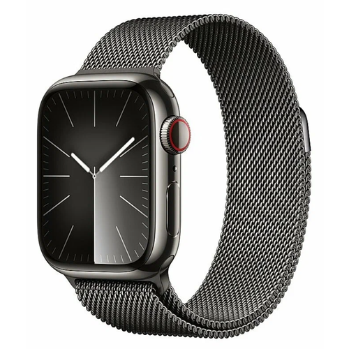 apple watch series 8 41mm graphite stainless steel case with graphite milanese loop gps cellular размер ремешка s m m l Умные часы Apple Watch Series 9 45 мм Steel Case GPS + Cellular, Graphite Milanese Loop