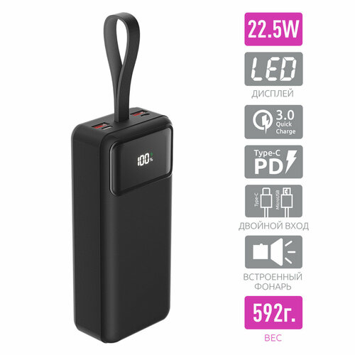 Внешний аккумулятор M-30, 30000mAh, black, OLMIO черный