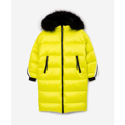 фото Куртка gulliver зимняя, удлиненная, размер 158, зеленый