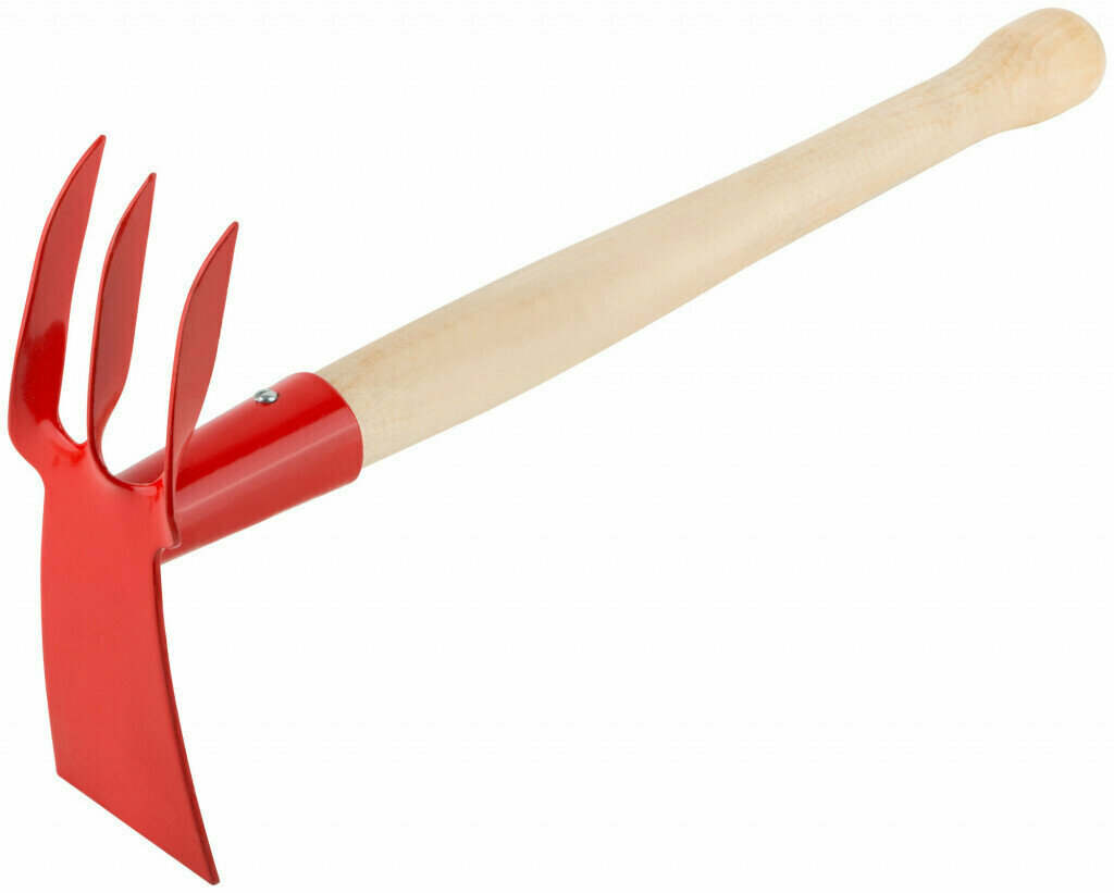 Мотыжка комбинированная(лопатка+3 зуба) с дер. ручкой