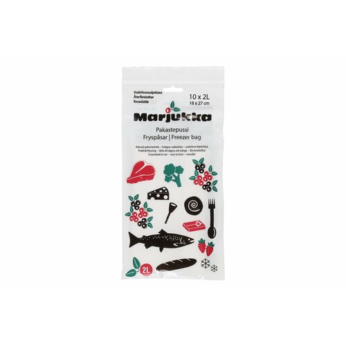 Пакеты для заморозки и хранения продуктов Marjukka Freezer ZIP bag 2 л,(комплект 10 шт.)