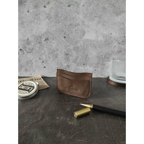 фото Кредитница j.n. leather goods 3, натуральная кожа, 3 кармана для карт, коричневый