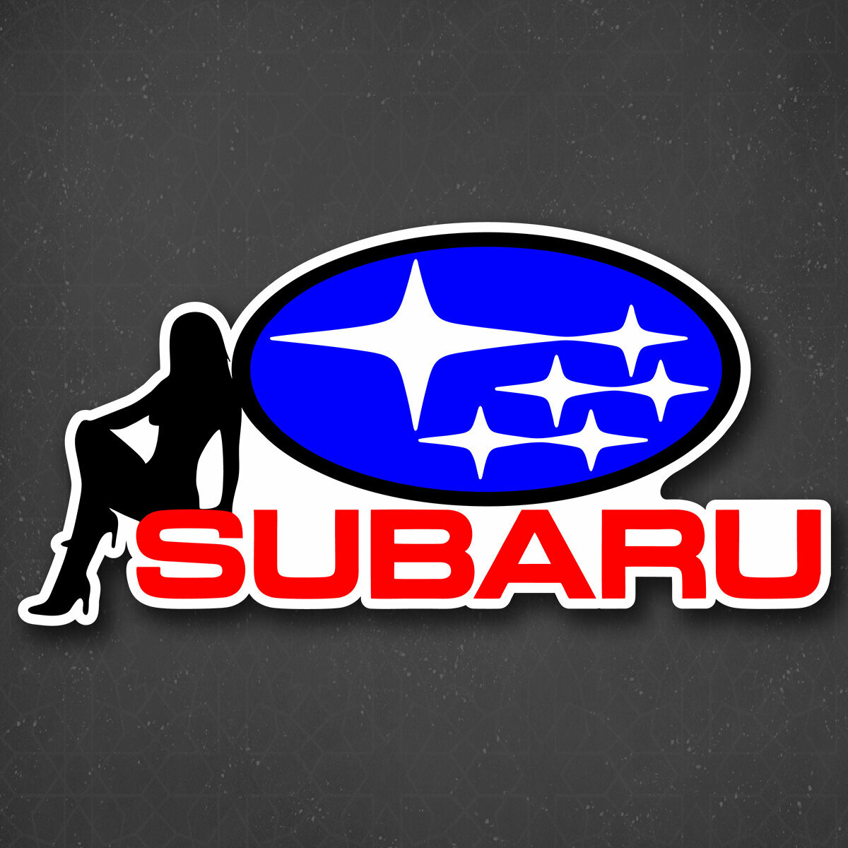 Наклейка на авто "SUBARU с девушкой" 24x11 см