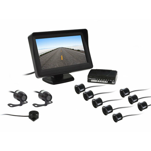 Комплект беспроводных парктроников MasterPark 041-8-W с двумя камерами восемью датчиками и монитором 43 дюйма 1300500₽