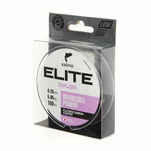 фото Леска монофильная salmo elite fluoro coated nylon, диаметр 0.25 мм, тест 5.85 кг, 100 м, прозрачная (комплект из 3 шт)