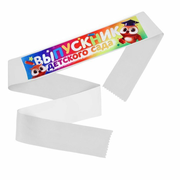 Лента с цветным нанесением «Выпускник детского сада», совы, 140 х 10 см (комплект из 20 шт)