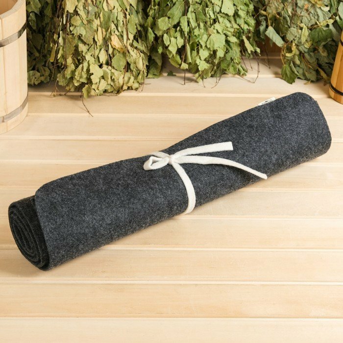 фото Лежак банный, войлок, 200х60 см без вышивки, серый (комплект из 2 шт)