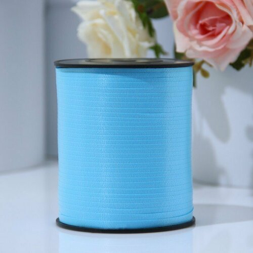 Лента для декора и подарков 0,5 см х 500 м, голубая (комплект из 8 шт) голубой