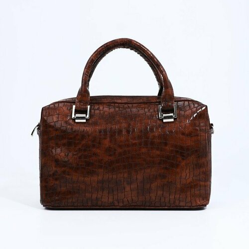фото Сумка саквояж olivi, фактура под рептилию, коричневый