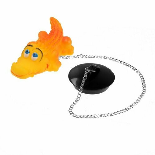 Пробка для ванны с игрушкой Крокодил d 40 мм ПВХ металл желтый комплект из 8 шт 1593₽