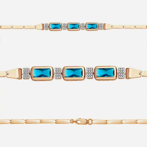 Изображение товара Жесткий браслет, серебро, 925 проба, золочение, родирование, фианит, топаз синтетический