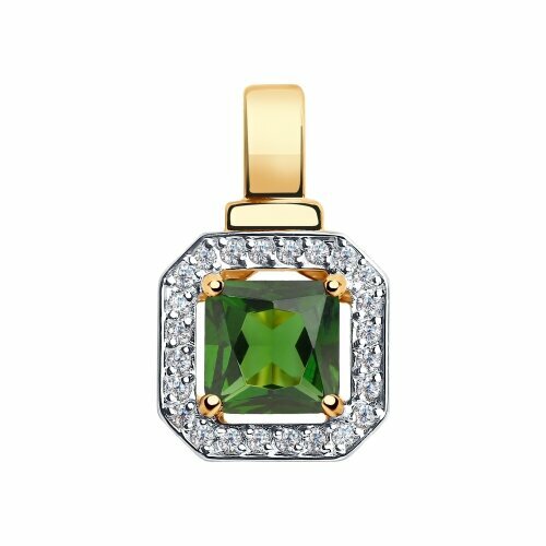 фото Подвеска diamant online, золото, 585 проба, фианит, турмалин