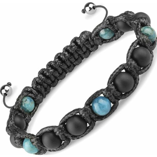 фото Браслет everiot, агат, апатит, размер 19 см, черный, бирюзовый