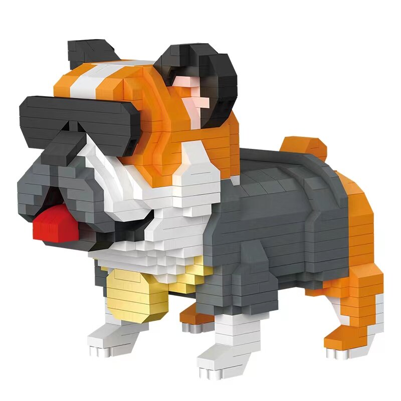 Конструктор 3Д из миниблоков RTOY Крутая собака Бульдог, 1000 деталей - WL9147