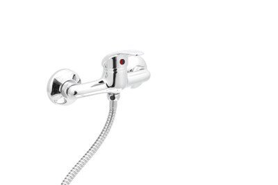 фото Смеситель Душ SANTREK AQUA-725 "STANDART" шар. d-35 SB75 (горизонт ручка, ниж подкл душ шланга)