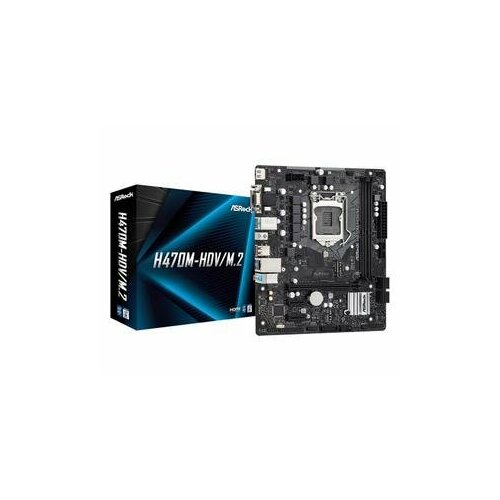 Материнская плата ASRock Материнская плата Asrock H470M-HDVM2 Soc-1200 Intel H470 2xDDR4 mATX AC97 8ch71 GbLANVGADVIHDMI 745400₽