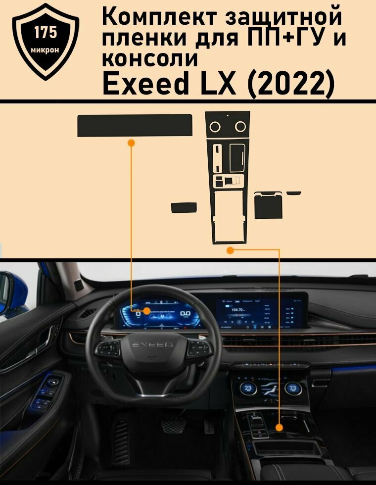Exeed LX комплект защитных пленок для дисплея ГУ + климат + консоль /Эксид защитная пленка дисплея
