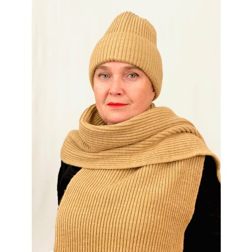 Шапка KIKKA MIA зимняя, размер TU, бежевый