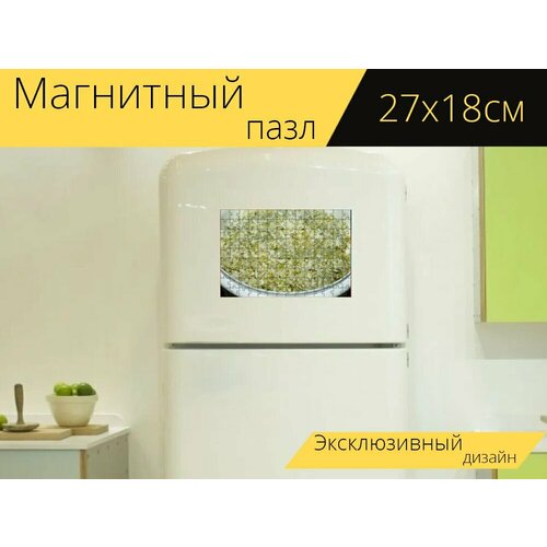 Магнитный пазл Салат из капусты, белая капуста, трава на холодильник 27 x 18 см. магнитный пазл капуста белая капуста свежий на холодильник 27 x 18 см