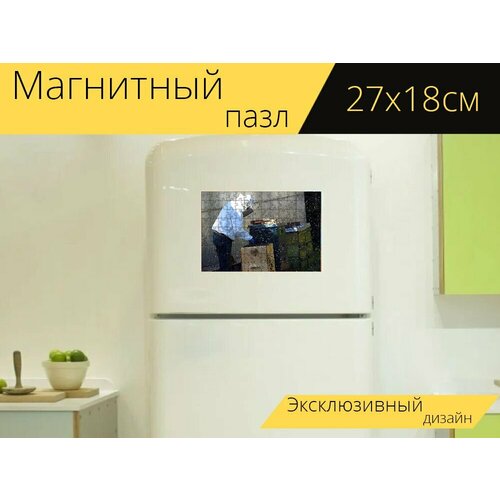 Магнитный пазл Пчеловод, пчелы, ульи на холодильник 27 x 18 см. магнитный пазл пчеловод пчелы сад на холодильник 27 x 18 см