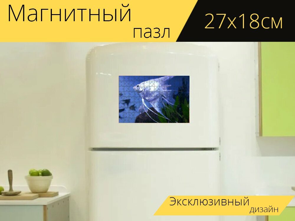Магнитный пазл "Рыбы, подводный, аквариум" на холодильник 27 x 18 см.