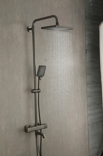 Изображение товара Душевая система с термостатом GAPPO G2491-9, верхний тропический душ, оружейная сталь