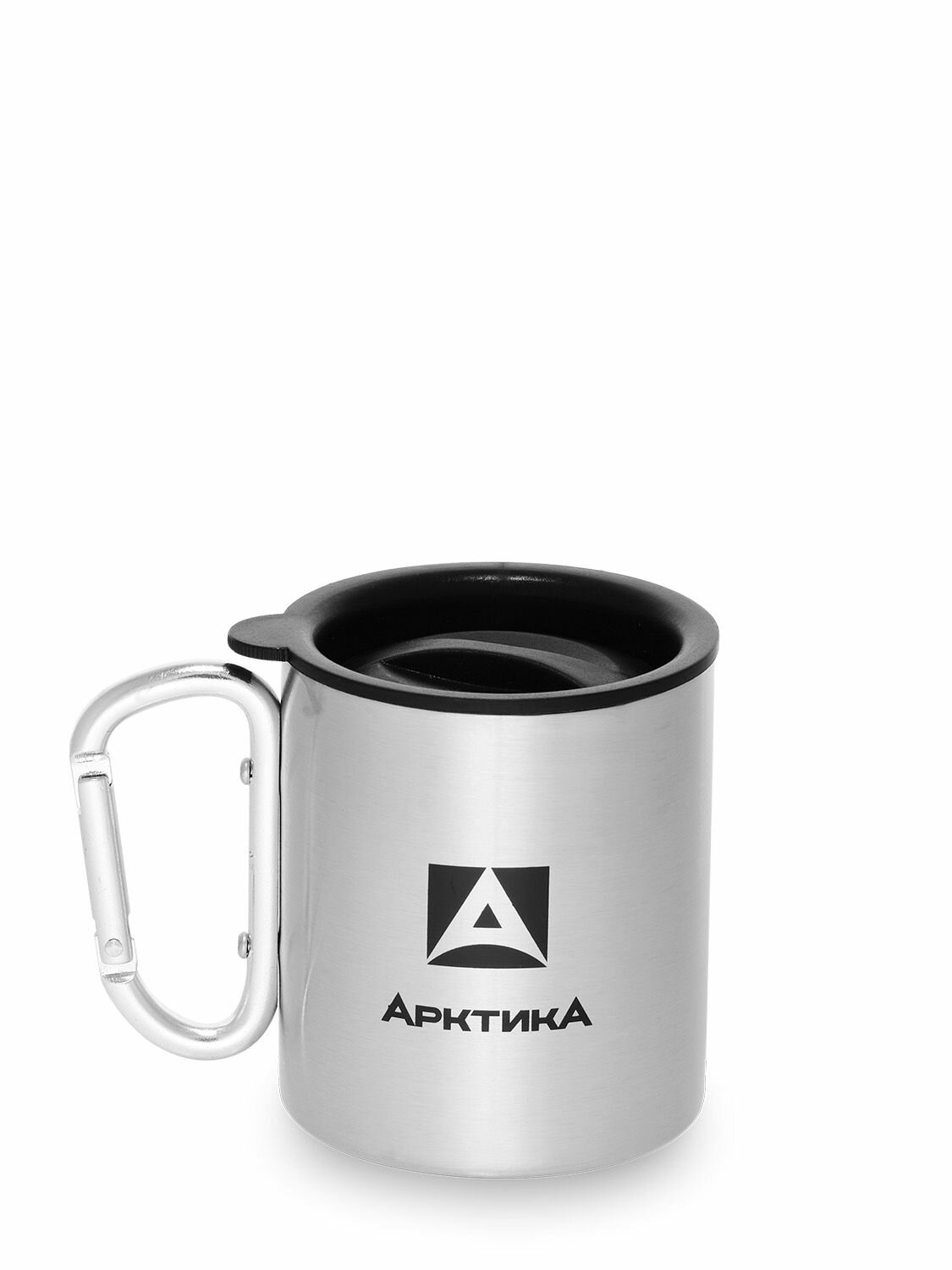 Термокружка полированная с ручкой-карабином на 0.3л