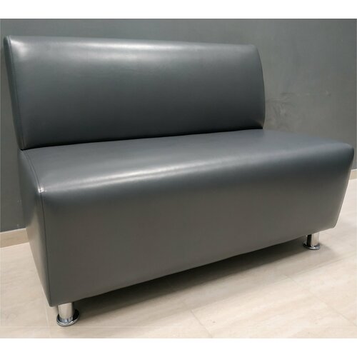 Диван офисный Вегас, механизм Нераскладной, 110х67х77 см, темно-серый глянцевый