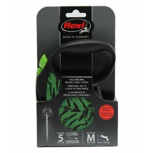 Поводок-рулетка Flexi Safari трос M 5м 20кг green Tiger/Флекси поводок рулетка Сафари