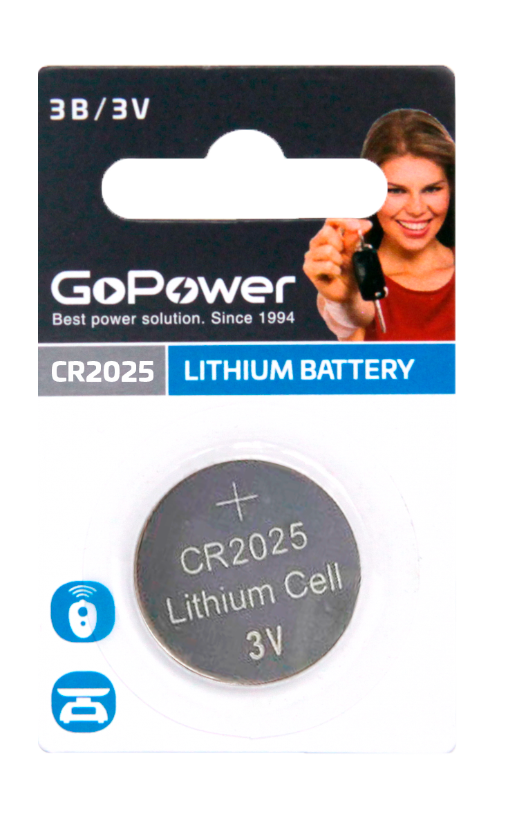 Батарейка GoPower CR2025 BL1 Lithium 3V