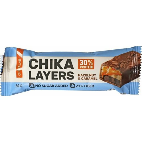 Батончик без сахара Chikalab layers Лесной орех с карамелью 60г х2шт