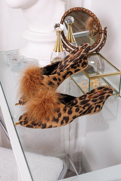 Тапочки Valori Леопард, размер 37, коричневый