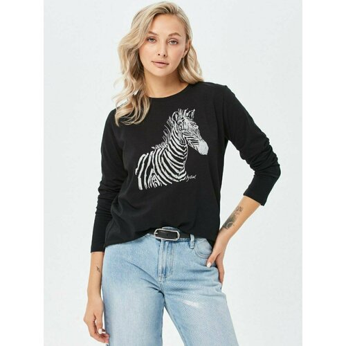 фото Лонгслив by art boyko yuliana тонкий лонгслив зебра на черном, размер 2xl, черный, серебряный