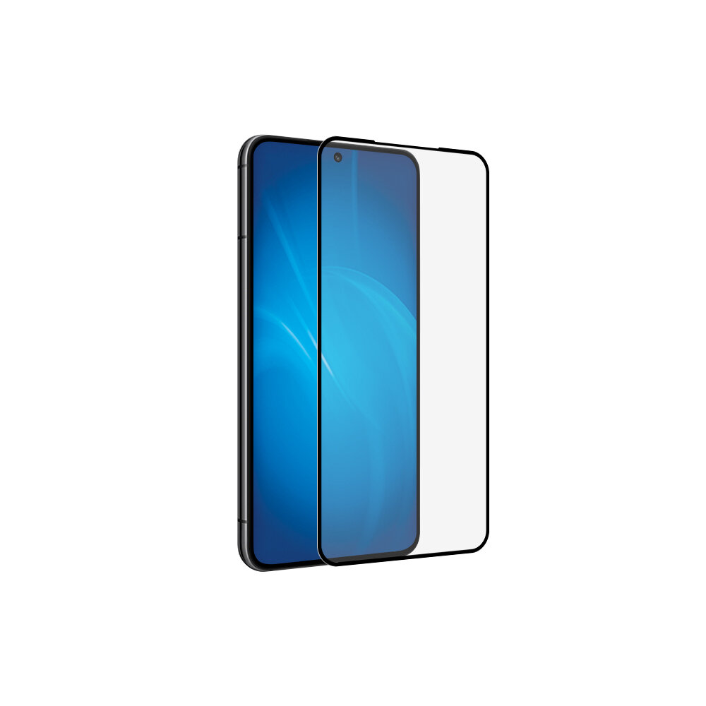Закаленное стекло с цветной рамкой (fullscreen+fullglue) для Samsung Galaxy S22 DF sColor-124 (black)