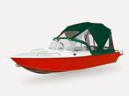 Изображение товара Wyatboat-430 Pro. Тент ходовой с дугами скреплениями на штатное стекло(Т-паз)