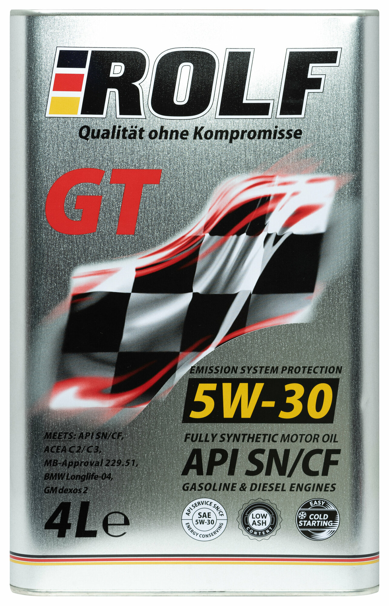 Моторное масло Rolf GT 5W-30 SN/CF синтетическое 4 л