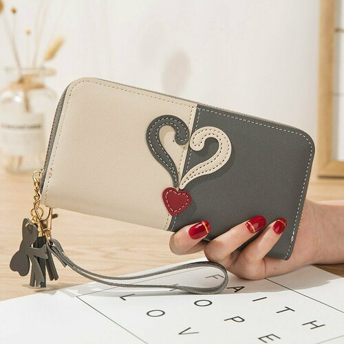 фото Кошелек , фактура зернистая, серый, бежевый wasabi trend