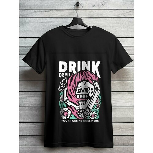 фото Футболка hypnotica футболка унисекс черная из хлопка с dtf принтом хеллоуин череп ( кости, helloween, конфеты, скелет) - 8451, размер xs, черный