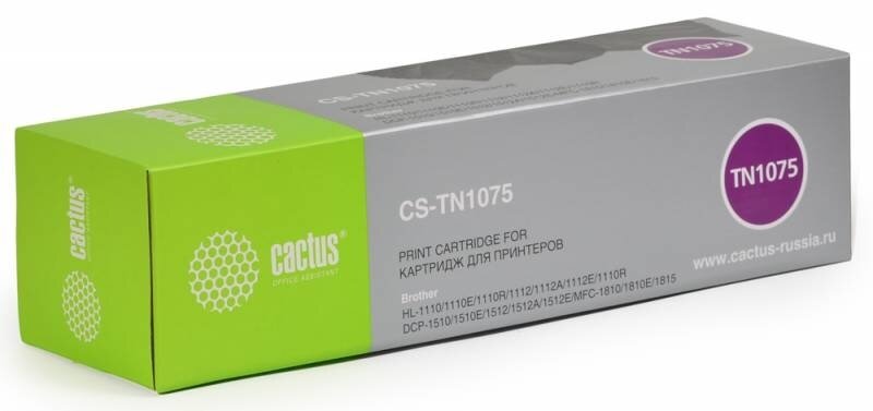 Тонер Картридж Cactus CS-TN1075 черный HL-1110/1112/1510/1512/1810/1815 (1000стр.)