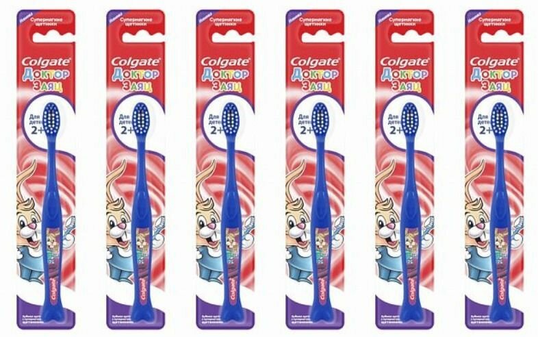 Colgate Зубная щетка детская Доктор Заяц 2+, мягкая, 6 шт