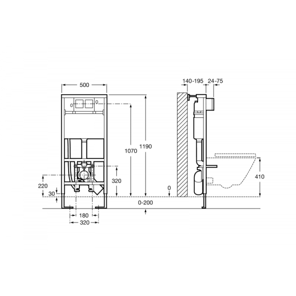 Duplo WC 890090800 Система инсталляции для электронного подвесного унитаза (рама, бачок) Roca - фото №5