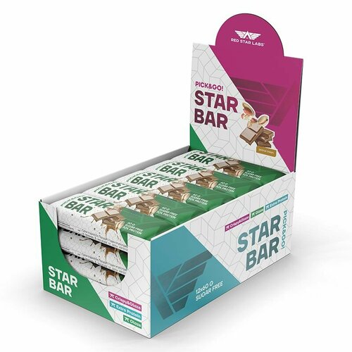 Протеиновые батончики без сахара STARBAR Glaze, вкус: фисташка в белой глазури, 12 шт по 60 г батончики протеиновые глазированные в темном шоколаде starbar glaze вкус фундук 12 шт по 60 г