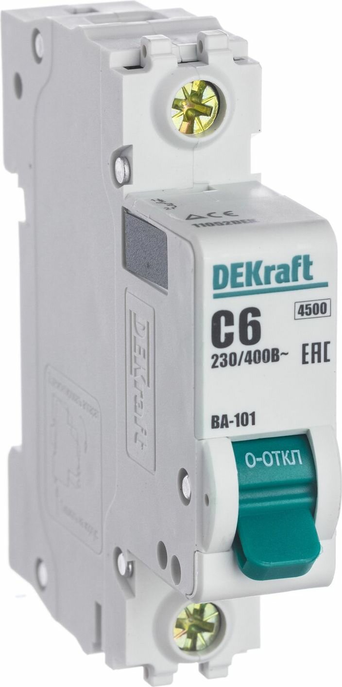 Автоматический выключатель DEKRAFT ВА-101 1P C6 A 4,5 кА