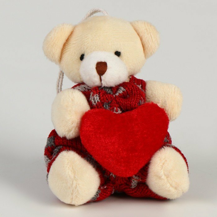 Мягкая игрушка «Медведь с сердцем» на подвесе, виды микс (комплект из 5 шт)