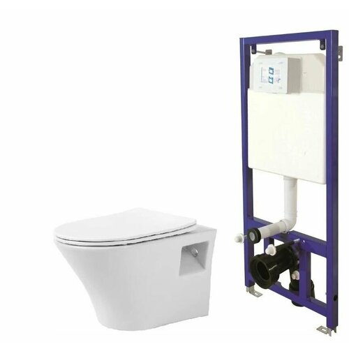 BS-112-001 Инсталляция скрытого монтажа BASARDO + Унитаз подвесной BASARDO bs115-00